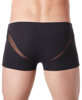 Boxer noir sexy avec fine résille en V 